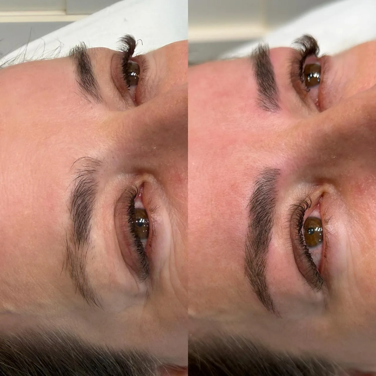 Antes e depois da nanopigmentação de sobrancelhas
